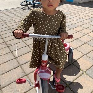 Old navy toddler girl olive floral long sleeve dress size 18-24 months